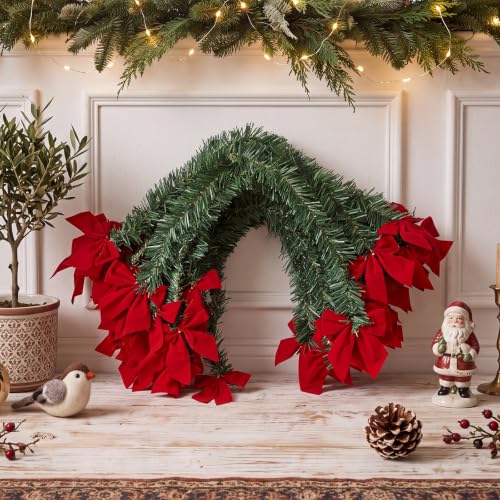 Yinder 30 Pcs 20-Inch Christmas Garland Twist Ties with Red Bow for Holiday Decor