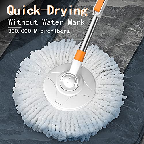 Spin Mop Set with 61-Inch Handle, 5 Refill Heads & Bucket System - Large Floor Cleaning Tool