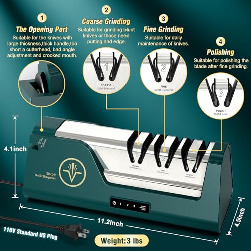 Electric Knife Sharpener with Touch Screen & Variable Speed - Green Variation