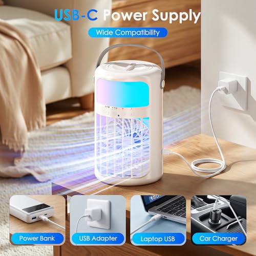 White Portable Evaporative Air Cooler 4-in-1 with Remote & 1500ML Tank