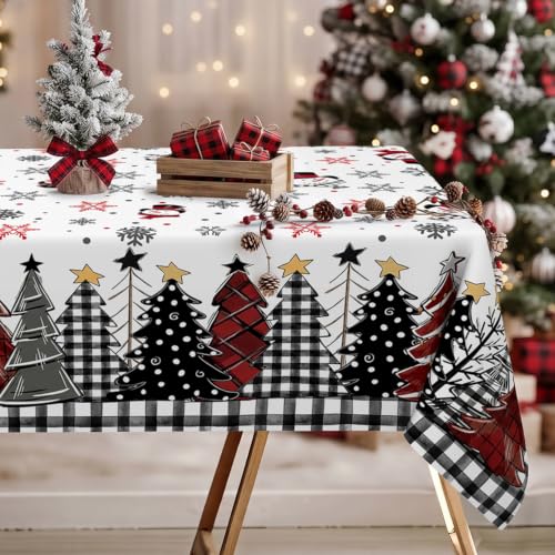 ZORKET White Square Christmas Tablecloth 60x60 Inch, Waterproof & Machine Washable Holiday Decor