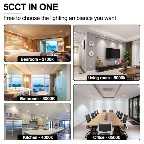 4-Inch RGB+CCT Recessed LED Downlights with Remote - 12 Pack, White Shell