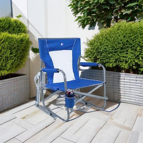 GCI Outdoor Folding Beach Rocker Chair - Portable Comfort in Saybrook Blue Color