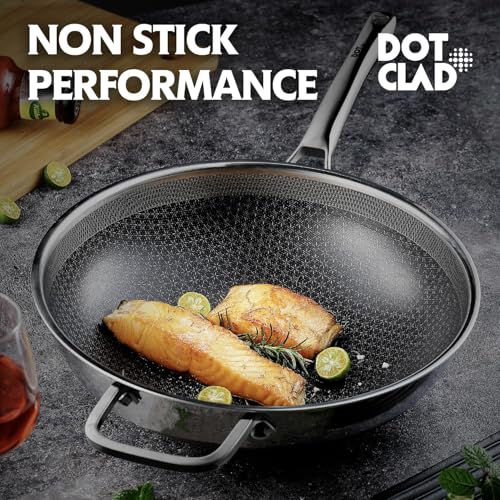 12-Inch Stainless Steel Nonstick Wok Pan with Lid - Stir-Fry Cookware
