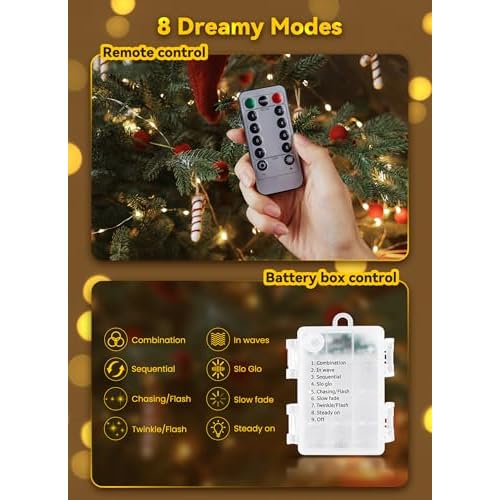 Minetom Fairy Lights Battery Operated with Remote, 33Ft 100 LED Waterproof String Lights Indoor Outdoor, Starry Twinkle Light for Christmas Home Bedroom Wedding DIY Centerpiece Decor