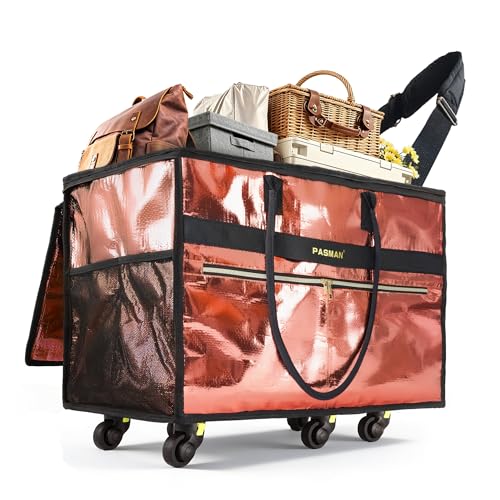 PASMAN Rose Gold Medium Reusable Grocery & Tote Bag with Wheels 70L