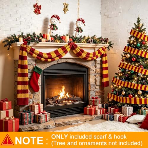 2 Pcs Wizard Knitted Christmas Tree Garland Scarf (10 ft) – 6.7in Width, Wizard Decor by Voccos