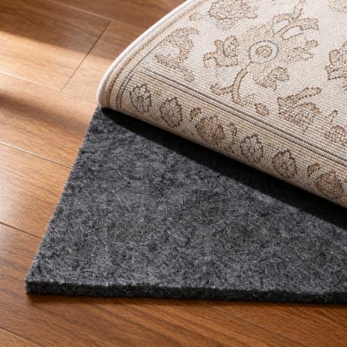 Non Slip Rug Pad 5x7 Ft - 1/4 Inch Thick Felt and Rubber Backing, Carpet Padding for Hardwood Floors - Rectangular Variation