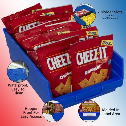 Akro-Mils Heavy Duty Plastic Shelf Bin - Blue / Bin Box, 12x8x4 inch, 12-Pack