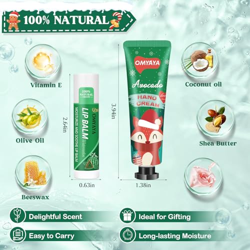 Christmas Scented Candle Gift Set with Mini Hand Cream & Lip Balm – 4 Premium Scents