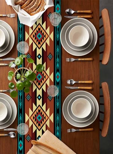 Southwestern Table Runner 60 Inches Long for Dining Table, Cotton