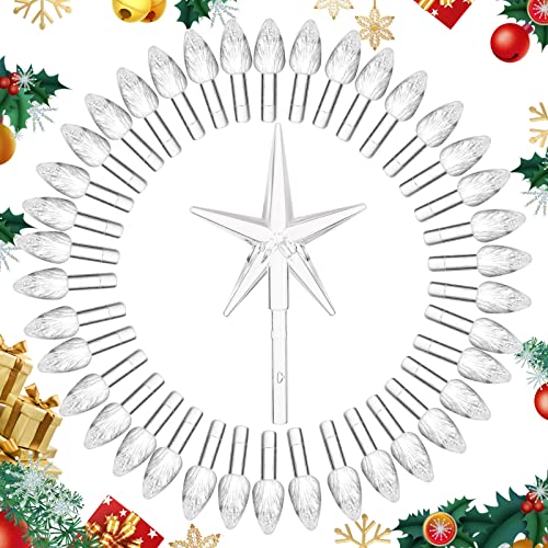 Boao 100pcs Transparent Ceramic Christmas Tree Bulbs & 5 Star Replacement Plastic Bulbs (4.7mm Diameter)