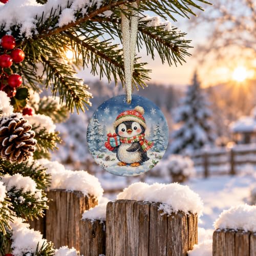 Fulsoe Winter Penguin Christmas Ornament - Blue Holiday Tree Decor