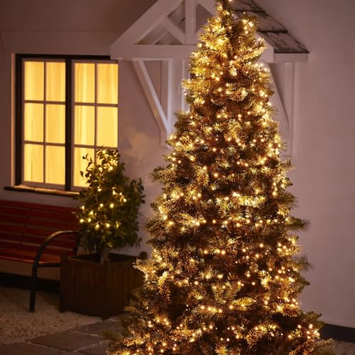 Dazzle Bright 300 LED Christmas String Lights Warm White, 115 ft Connectable IP44