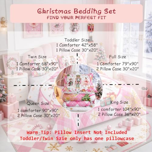 King Size Nutcracker Comforter Set by Erosebridal – Pink Gold 3D Printed Bedding