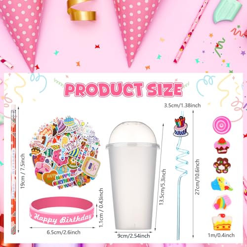 Birthday Party Favor Set - 24 Plastic Cups, Lids, Straws, Wristbands & More - Variation of THIS listing