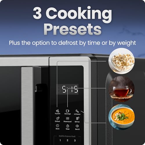 Chefman Compact Countertop Microwave 0.7 Cu Ft - Stainless Steel, 700W