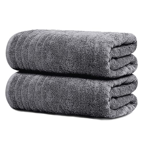 Tens Towels 2-Piece Extra Large Bath Sheets 35x70 Inches Dark Grey