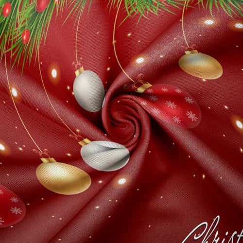 Christmas Blackout Curtains 53x63 in Red (2 Panels) - Living Room Window Drapes