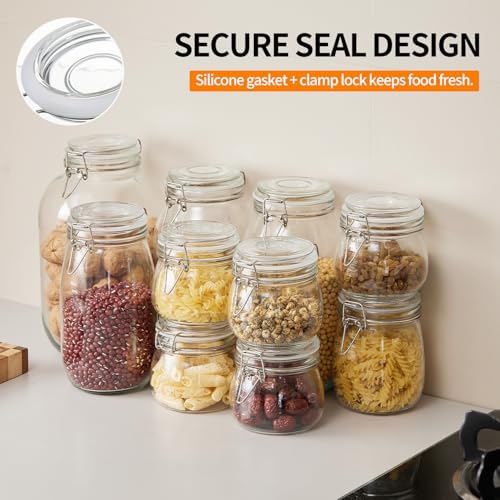 25 Oz Food Storage Jars Set of 5 - Airtight Glass Canisters with Wire Clip Lids