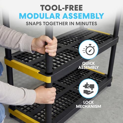 4-Tier Heavy Duty Plastic Storage Shelf - Garage & Basement Organizer, 36x18x57 Inches, 200 lbs per Shelf - Variation of 18