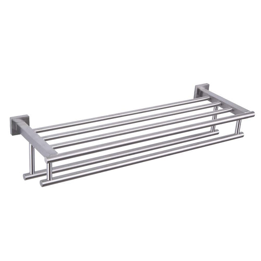 GERZWY Bathroom Lavatory Towel Rack Towel Shelf with Double Towel Bars Wall Mount Holder, 24-Inch SUS 304 Stainless Steel Brushed Finish AG1602B-LS