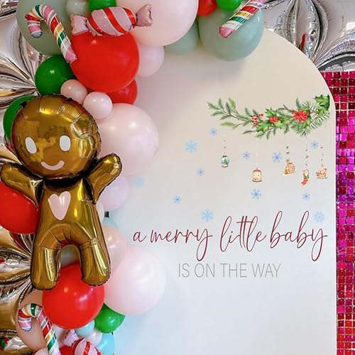 A Merry Little Baby is On The Way Decal - Christmas Theme Baby Shower Decorations£¬Gender-Revealing Decoration,Balloon Arch Decor