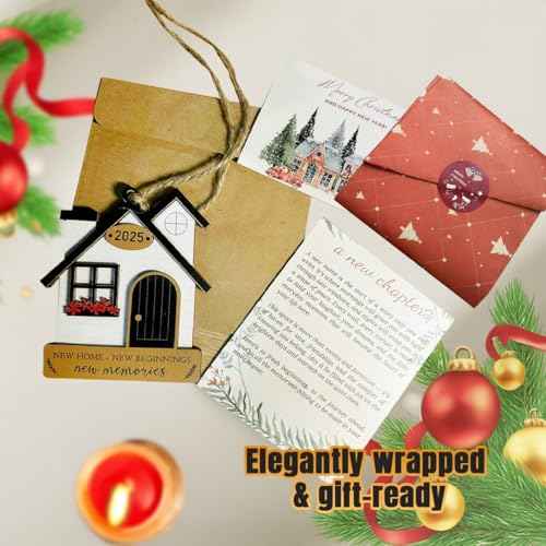 Family Christmas Ornaments ? Christmas New Home Ornament 2025 with Story Card, Housewarming Gift, First Christmas in New Home Keepsake, Tree & Car Hanging Decoration (White)
