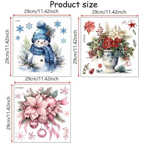 HeartYue 3 Sheets Christmas Toilet Lid Stickers - Holiday Decals for Festive Bathroom Decor