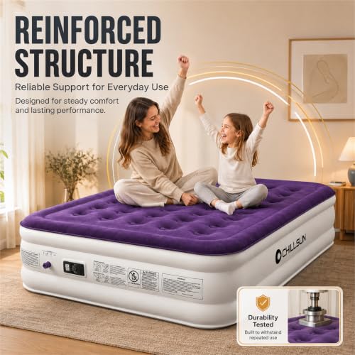 Purple Queen Air Mattress with Built-In Pump, 18 Inch Raised, 650 lb Capacity
