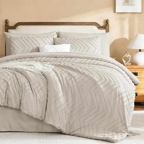 Oversized King Comforter Set with Sheets - Dark Oatmeal 7 Pieces Boho Bedding