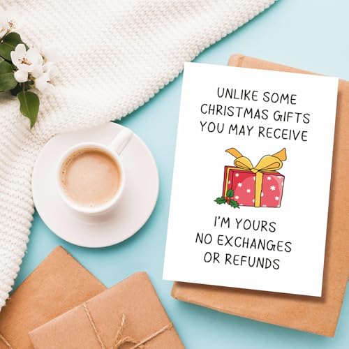 Naixiwen 074 Romantic Christmas Card for Him & Her – Funny I’m Yours; No Exchanges No Refunds