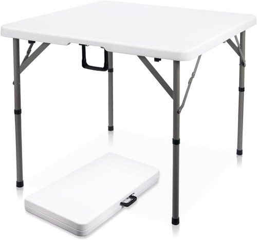 Byliable Folding Card Table - Heavy Duty 34" Square Utility Table | Portable White Plastic for Indoor/Outdoor Use