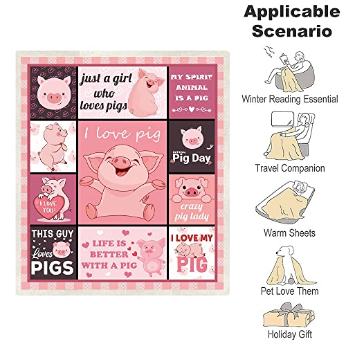Pig Blanket Gifts for Girls,Pig Lovers Birthday Christmas Blanket Gifts for Couch Bed Sofa 50"x60"