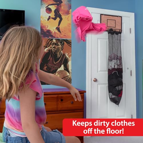 Wooden Basketball Hamper Over-the-Door Laundry Basket Room Decor