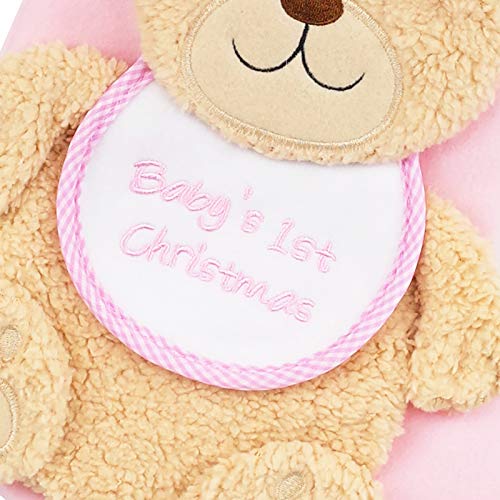 Etistta Baby's 1st Christmas Stocking Pink, 18 Inch Baby Girl & Boy Holiday Decor