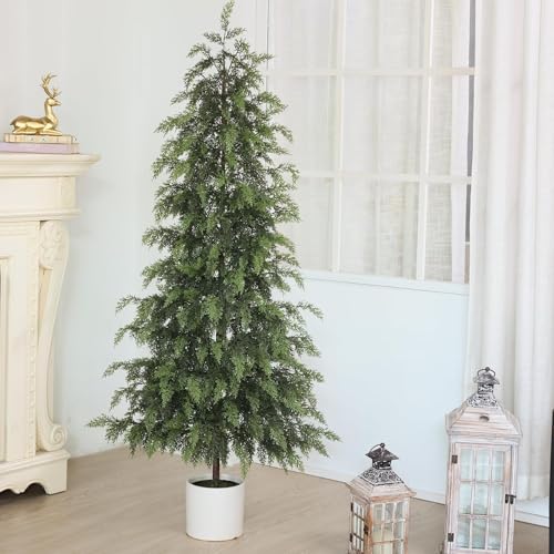4FT Artificial Cedar Christmas Tree Set - Lifelike Faux Tree for Holiday & Porch Decor