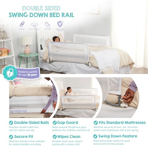 Regalo Safety Double-Sided Swing Down Bed Rail Guard (2-Pack),