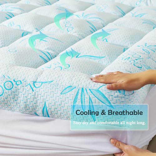 WhatsBedding Queen Mattress Topper 5 Inch Breathable Bamboo Viscose Memory Foam