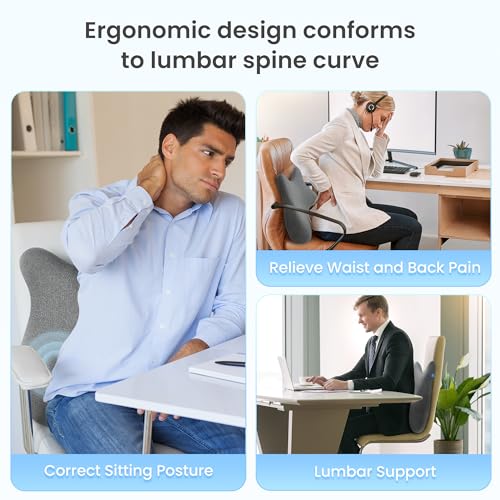 CILI Heated Lumbar Support Pillow for Office Chair, Ergonomic Back