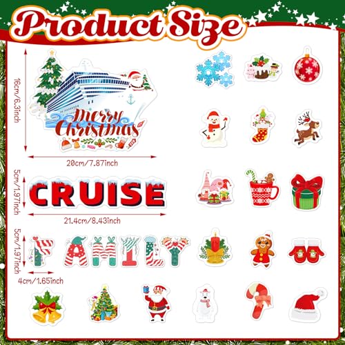 Christmas Cruise Door Magnets - 27 Pcs Holiday Magnetic Decorations for Boats & Yachts