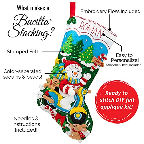 Bucilla Felt Christmas Stocking Kit - Santa Stop Here, 18-inch Holiday Decor