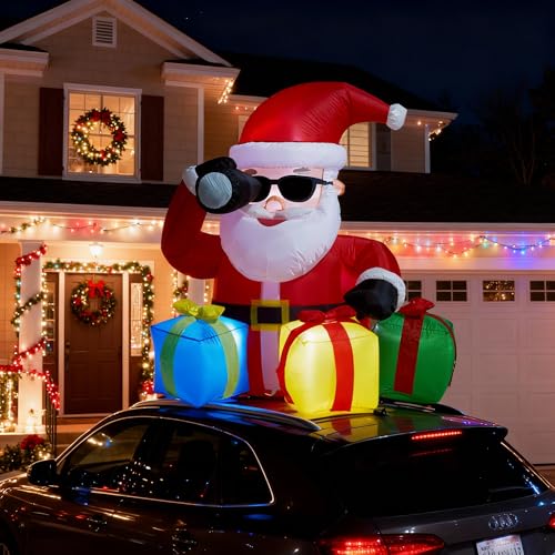5 ft Santa Inflatable with Telescope & LED Gift Boxes - Outdoor Holiday Yard Decor