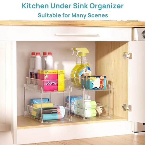 Vtopmart 4 Pack Pull Out Under Sink Bathroom Organizer - Transparent, S-Standard