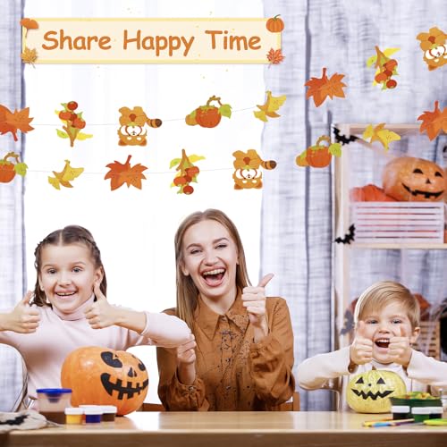 Dayker Fall Pumpkin Raccoon Banner & Maple Leaf Garland, Reusable Thanksgiving Party Supplies for Harvest Celebrations, Autumn Themed Decor for Weddings Baby Showers Birthday Backdrops