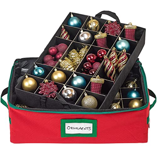 HOLDN’ STORAGE Christmas Ornament Storage Box with Dividers - Fits 48 Ornaments - Red, 48 - Holiday Ornaments