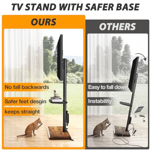 TVON Floor TV Stand with Power Outlet for 32-65 Inch TVs - Black & Walnut