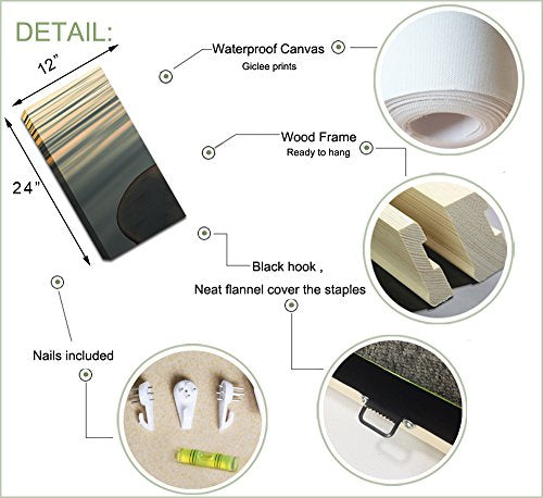 LevvArts - Zen Canvas Wall Art,Basalt Stone on The Sunset Relax Scenery Canvas Pictures for Living Room Decoration,Peaceful Water Multi Panel Wall Art Easy Hanging On - 48" W x 24" H overall