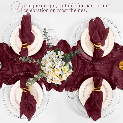 Lumaycens 60-Pack Burgundy Cloth Napkins 20x20 Inches Wedding Party Decor