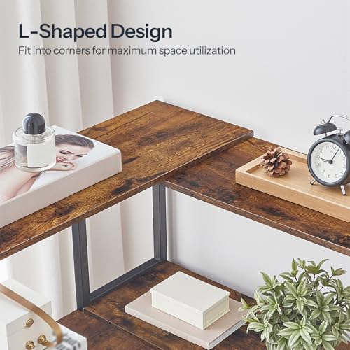Corner Bookshelf with 5 Shelves - Industrial L-Shaped Storage Rack for Living Room & Office